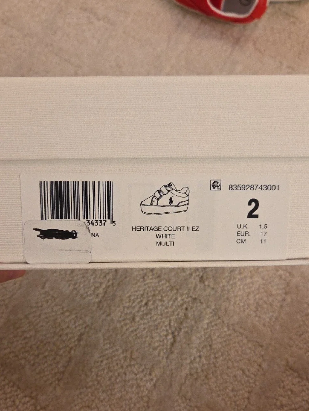 Polo by Ralph Lauren White and Navy Baby Velcro Sneakers